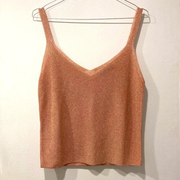 Mango Fine Knit Copper Pink V-Neck Cami Top - Picture 5 of 6